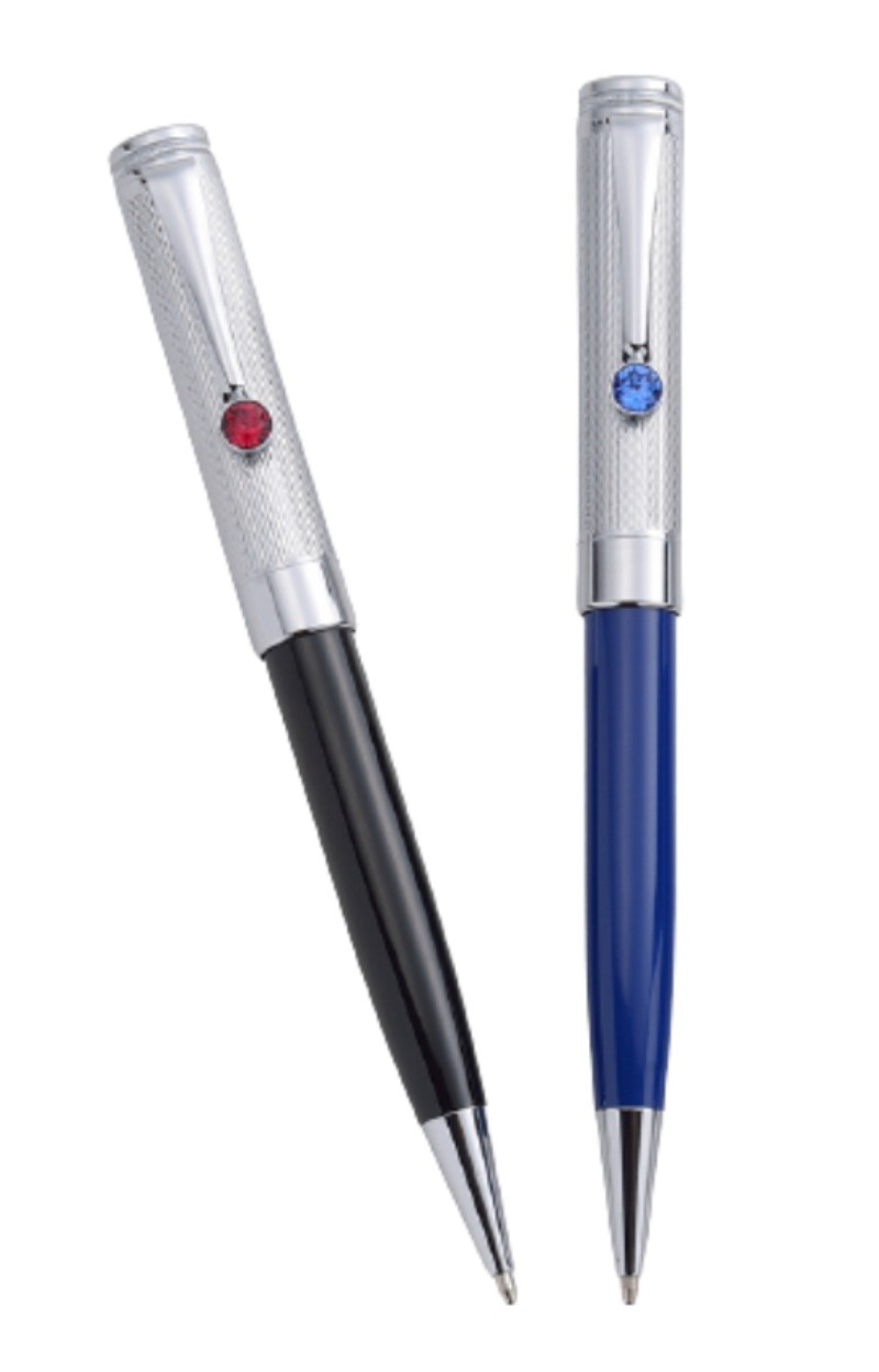 Elegant design silver cover with diamond cut ballpoint pen B-156