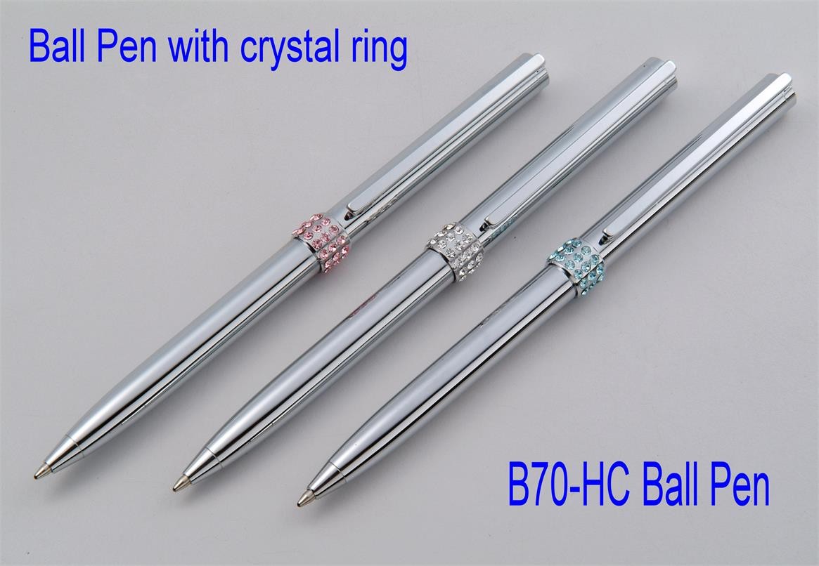 Brass metal fashion polished chrome crystal ball pen B70-HC