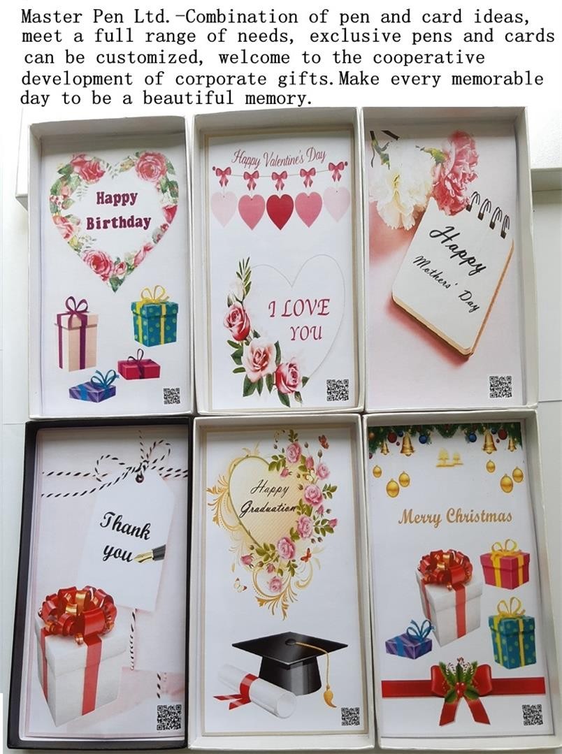 Black.white ballpoint pen with chrome rings and crystal top