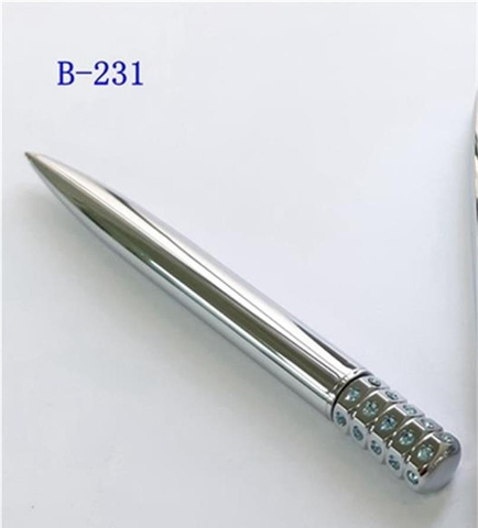 Eye catching and stylish crystal ballpoint pen. Precision set with crystals in the top