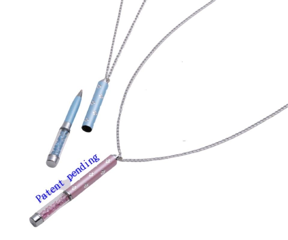 Aluminum metal necklace crystal ball pen NBD001-F